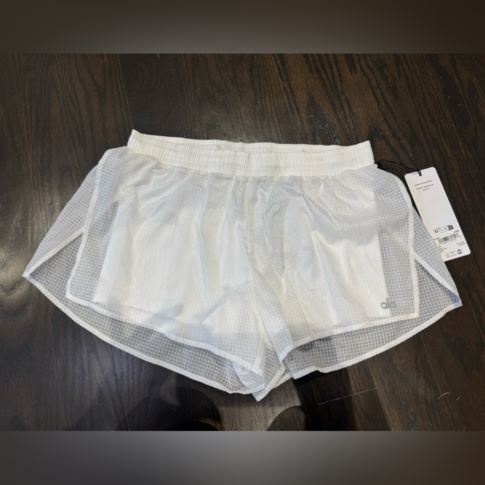 ALO Yoga White Lightweight Mesh Running Shorts